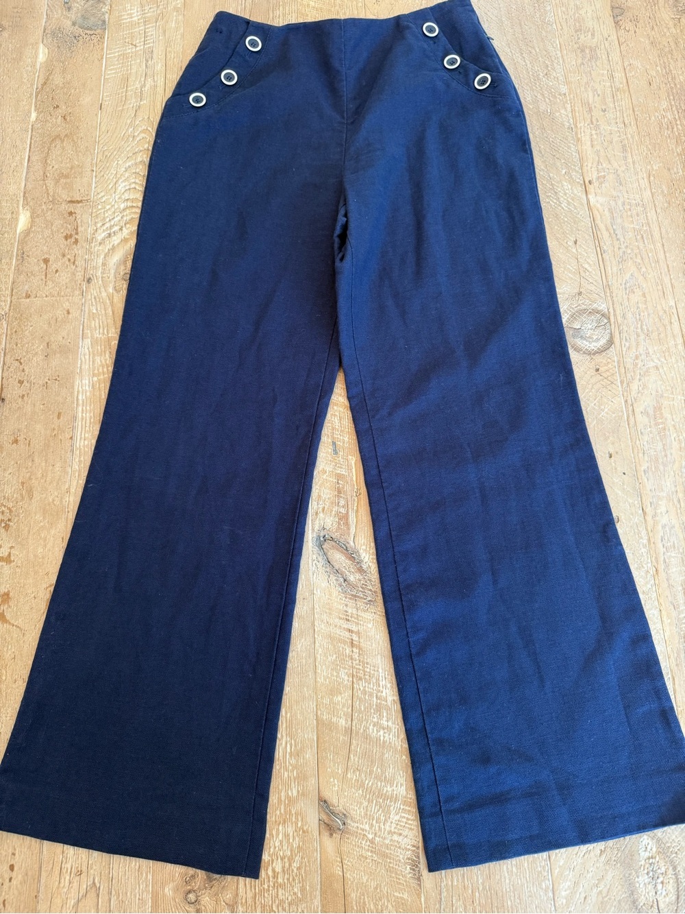 Precis Women’s Navy Wide-Leg Jeans with Button Accent US 8